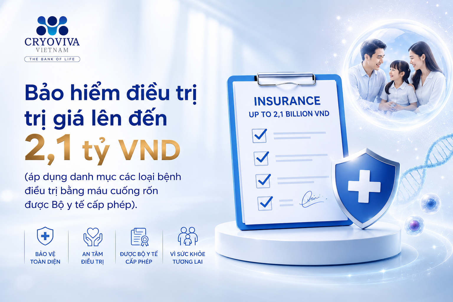 Bảo hiểm điều trị bằng tế bào gốc máu cuống rốn