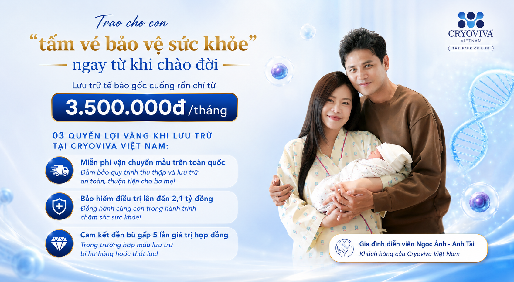 Chi phí lưu trữ tế bào gốc máu cuống rốn Cryoviva